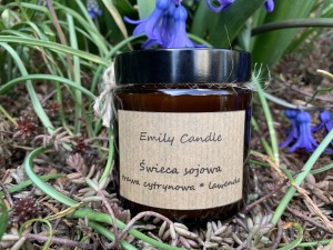 Naturalna świeca sojowa Trawa Cytrynowa i Lawenda 120 ml - Emily Candle