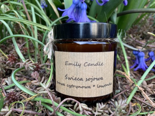 Naturalna świeca sojowa Trawa Cytrynowa i Lawenda 120ml - Emily Candle