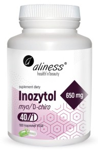 Inozytol myo/D-chiro, 650mg + B6 100 kapsułek vege - Aliness