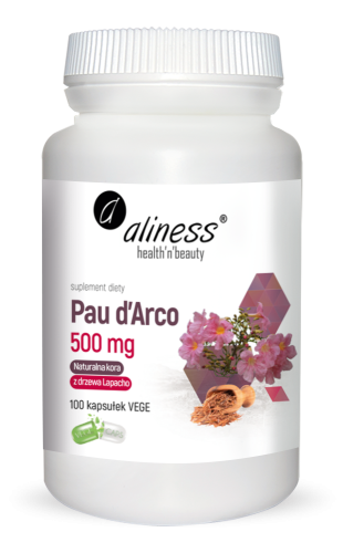 Pau d’Arco sproszkowana kora Lapacho 500 mg 100 kapsułek vege - Aliness