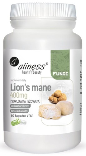 Lion’s Mane Soplówka jeżowata ekstrakt 40/20 400 mg 90 kapsułek vege - Aliness