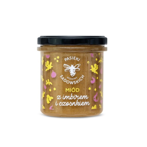 Miód z imbirem i czosnkiem 430 g - Pasieki Rodziny Sadowskich