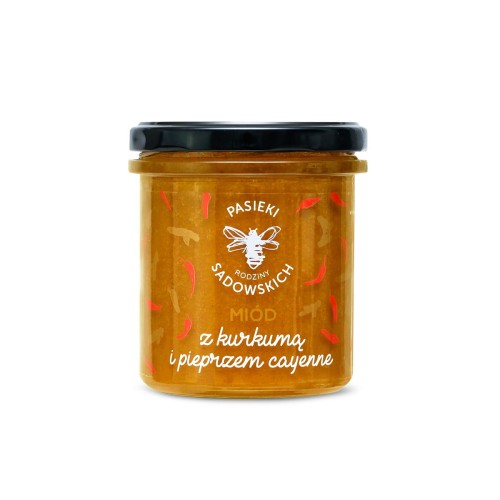 Miód z kurkumą i pieprzem cayenne 430 g - Pasieki Rodziny Sadowskich